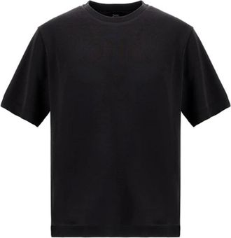 Herno T-Shirts, male, Black, Size: XL Black Crew Neck T-shirt Knitted Effect