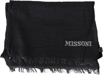 Missoni Textured Knit Wool Scarf - Heren - Wintersjaals - Zwart - ONE Size - Wol - Accessoires