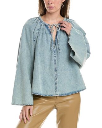 Frame Denim Frame Denim Shirred Linen-Blend Blouse