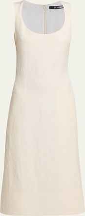 Jacquemus Scoop-Neck Linen Midi Dress