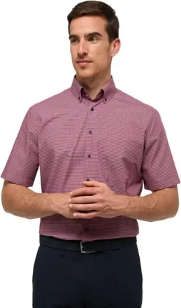 Eterna Checked Short Sleeve Shirt with Chest Pocket, Modern Fit, red / blue, 17