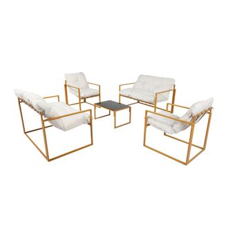 Concept Usine Conjunto de muebles de jardin contempor&aacute;neo de 6 plazas en cojines mar