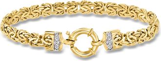 Ross-Simons 14kt Yellow Gold Byzantine Bracelet With Diamond Accents