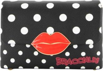 Braccialini Kiss Compact Crossbody Bag - Dames - Portefeuilles - Zwart - ONE Size - Leer - Accessoires