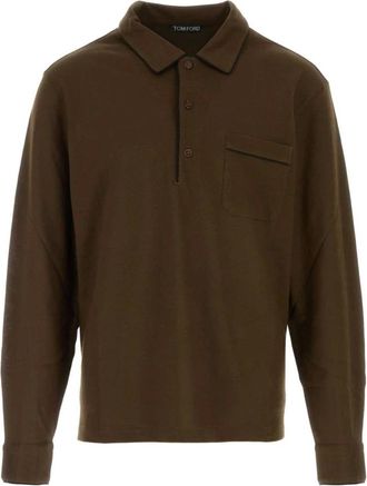 Tom Ford Tops, Heren, Bruin, L, Piquet Polo Shirt