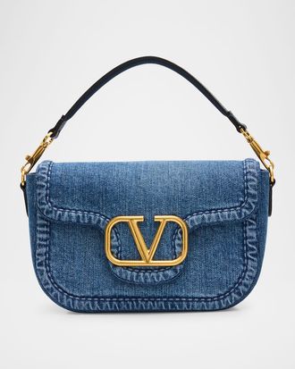 Valentino Garavani Alltime VLOGO Denim Shoulder Bag