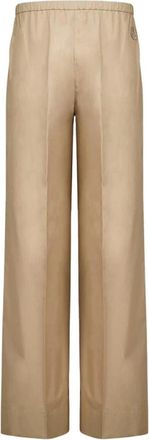 Moncler Katoenen Popeline Wijde Broek - Dames - Wijde Broeken - Beige - 2XS - Katoen - Broeken