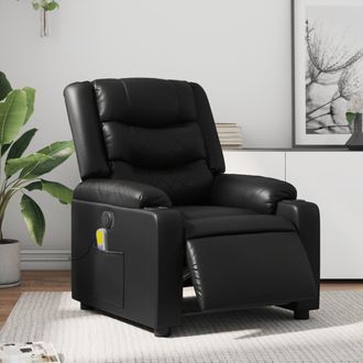 vidaXL Vidaxl - Sill&oacute;n De Masaje Reclinable El&eacute;ctrico Cuero Sint&eacute;tico Negro