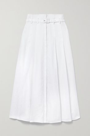 Gabriela Hearst Gonna Midi In Lino A Pieghe Dugald - Bianco