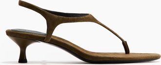 H&M Hohe Sandaletten aus Veloursleder - Green