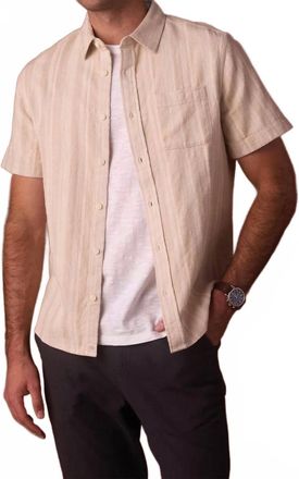 The Normal Brand Freshwater Short Sleeve Button Up Shirt In Sandstone Stripe
