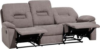 Beliani Manual Recliner Sofa 3 Seater BERGEN Fabric Taupe