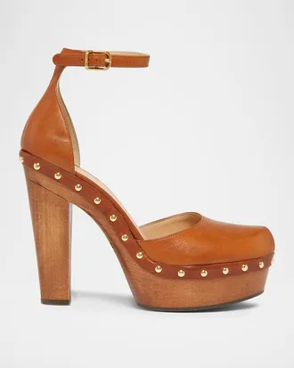 Chlo&eacute; 130mm Lola Leather Platform Pumps