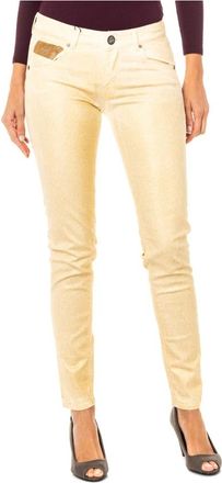 La Martina Glanzende Skinny Broek - Dames - Skinny Jeans - Geel - W30 - Katoen - Jeans