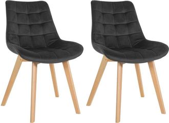 Clp Set De 2 Sillas De Comedor Brook En Terciopelo Negro