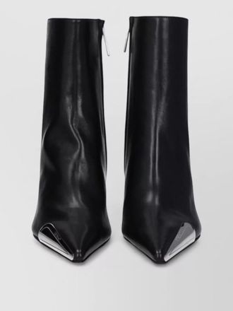 Off-white leather ankle boots