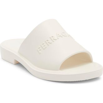 Ferragamo Giuneva Logo Slide Sandal in White at Nordstrom Rack, Size 10