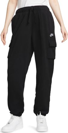 Nike Oversize Fleece Cargo Sweatpants in Black/White at Nordstrom Rack, Size Medium