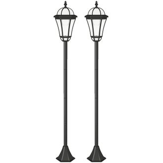OUTSUNNY Set 2 Lampioni Da Giardino Solari Con Accensione Automatica E 2 Led - Outsunny