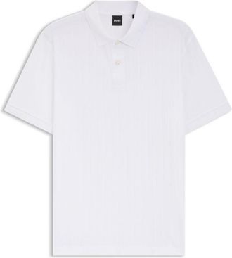 BOSS Vertical-stripe polo shirt in mercerised cotton
