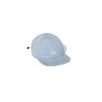 Miu Miu Denim Baseball Cap, Woman, Blue/white, Size M