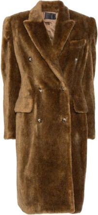 MUGLER Abrigo de piel sint&eacute;tica - Coats - Mujer - Marr&oacute;n - S