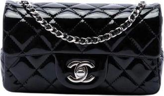 Chanel Pre-owned Quilted Patent Mini Flap Crossbody - Dames - Pre-owned - Zwart - Maat: ONE Size Leer