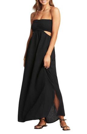 Sea Level Australia Smocked Bodice Cotton Seersucker Cover-Up Dress in Black at Nordstrom, Size X-Small