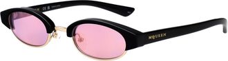 Alexander McQueen Unisex Sunglasses Black-Black-Pink Acetate Black/black/pink