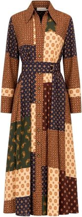 Zimmermann Tuck Midi Jurk - Dames - Shirt Kleedjes - Bruin - XS - Kleedjes