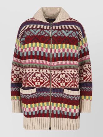 Polo Ralph Lauren crewneck jacket patterned design front pockets
