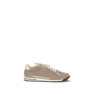 Brunello Cucinelli Beige Calf Leather Bos Taurus Low Top Mens Sneakers