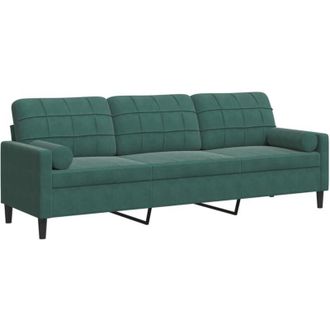 vidaXL Vidaxl - Sof&aacute; De 3 Plazas Con Cojines Terciopelo Verde Oscuro 210 Cm