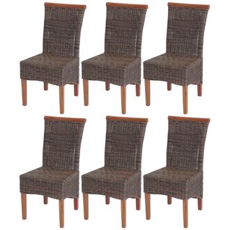Hhg Lote De 6 Sillas De Comedor Savona, Silla De Cocina, Rat&aacute;n, Sin Coj&iacute;n De Asiento