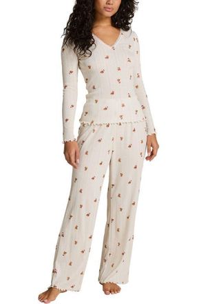 Hunkem&ouml;ller Pointelle Pyjama Set in White Teddy Bear at Nordstrom, Size X-Large