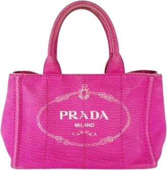 Prada Pre-owned Vintage Canvas Tote Bag - Dames - Vintage Shopper - Roze - ONE Size - Vintage
