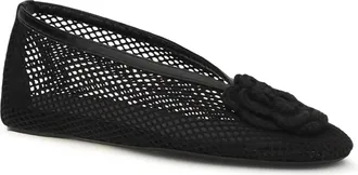 Ganni Womens Jenny Mesh Ballerinas Black Flat Shoes