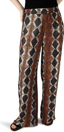 Steve Madden Moxie Snakeskin Print Side Stripe Wide Leg Pants in Bronze at Nordstrom Rack, Size X-Small