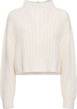Max Mara Hodeida Cropped Sweater - Dames - Ronde hals truien - Beige - XS - Wol - Truien & Vesten
