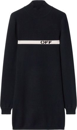 Off-white intarsia-knit logo dress - women - Polyester/Viscose - L - Black