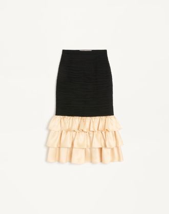 Valentino Gonna Midi In Light Georgette Donna NERO/BETULLA 36