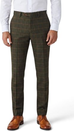 PAUL ANDREW Groene tweed herenbroek met visgraatpatroon - Harris