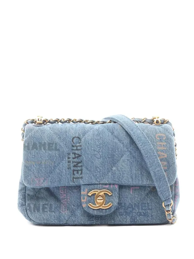 2021 small Classic Flap Diamond quilting shoulder bag - women - Denim - One Size - Blue
