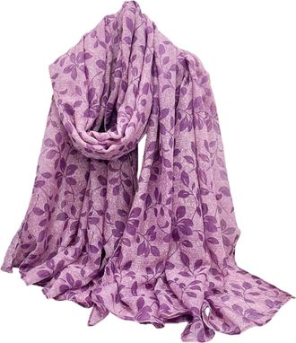 Generic Ladies Scarves, Lightweight Large Scarf 180x90cm, Polyester with Linen Touch, Fashion Wrap Shawl Gifts for Women (Purple)