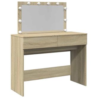 Berkfield Home Dressing Table with LED Sonoma Oak 100x40x120 cm in Light Tan | Size: 100 x 40 x 120 cm