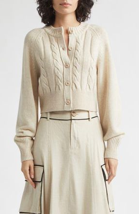 Toccin Rita Cable Knit Wool & Cashmere Cardigan in Palo Santo at Nordstrom, Size Xx-Small