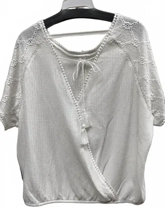 Tribal Minimalist Tie Blouse In White