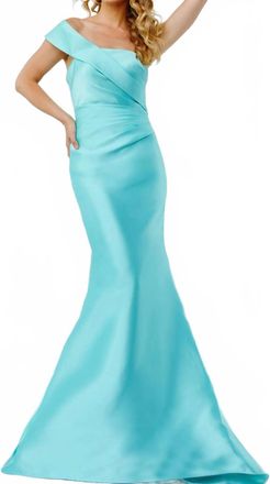 Jovani Asymmetrical One-Shoulder Strap Dress In Mint