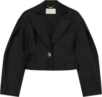 Blumarine Blazer met ballonmouwen - Dames - Blazers - Zwart - XS - Wol - Jassen