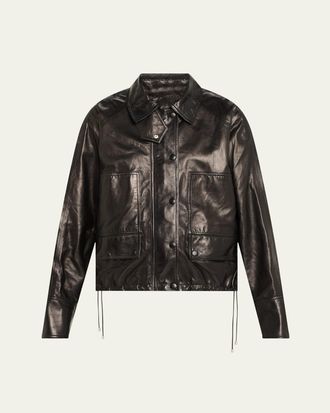 Brandon Maxwell Harper Leather Balloon Jacket